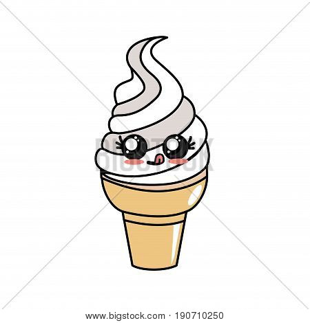 kawaii cute delicious ice cream vector illustration