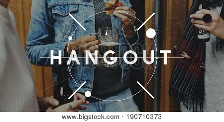 Group of friends hangout together with beverage