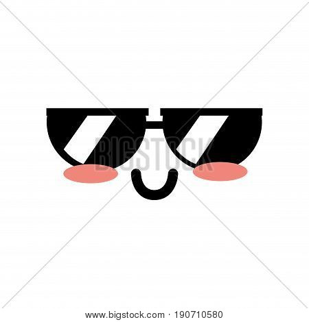 cute kawaii beautiful face with glasess vector illustration