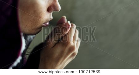 Cold Hopeless Woman Sitting Thoughtful