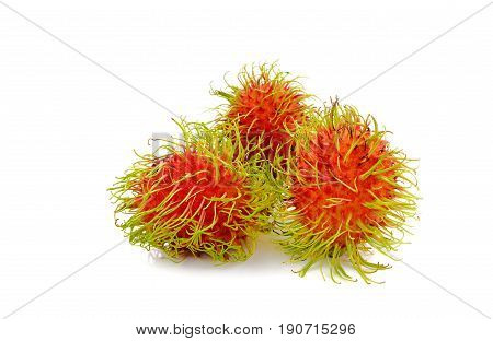 Isolated rambutan on white background tropical fresh fruit