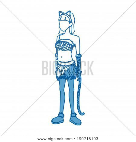 tigress woman in costume party halloween vector illustration