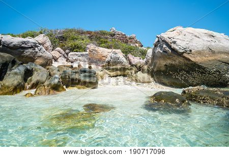 Beautiful scenery view of unknown island in Tasman sea of Arnhem land, Northern Territory state of Australia.
