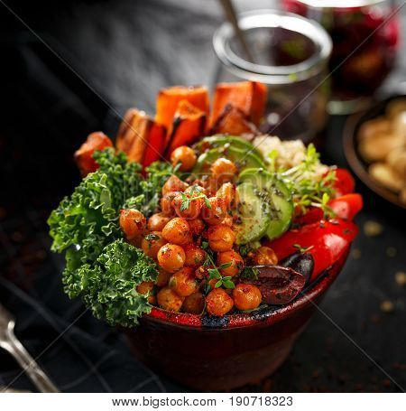Buddha bowl of mixed vegetables, healthy and nutritious vegan meal