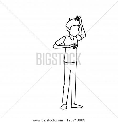 dizziness young man with stars spinning around his head vector illustration