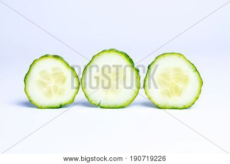 Cucumber slices ja isolated on white background