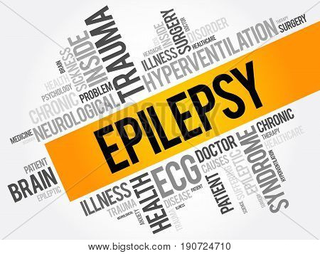 Epilepsy Word Cloud Collage, Health Concept Background