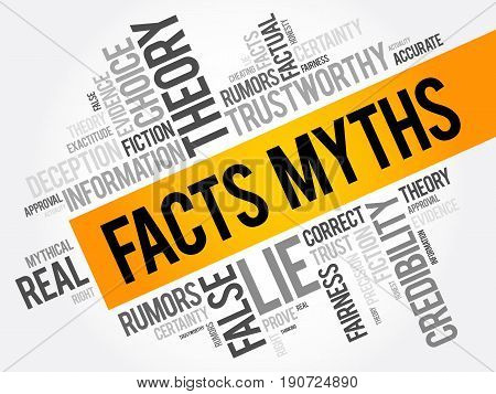 Facts - Myths Word Cloud Collage, Concept Background