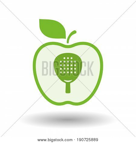 Isolated Apple With  A Paddle Racket