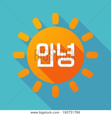 Long Shadow Sun With  The Text Hello In The Korean  Language