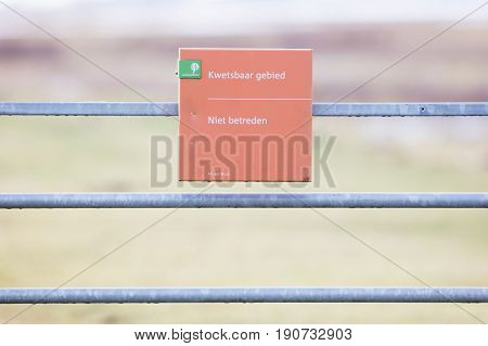 Lauwersoog; Tourist Sign Saying 'no Entry (niet Betreden)'