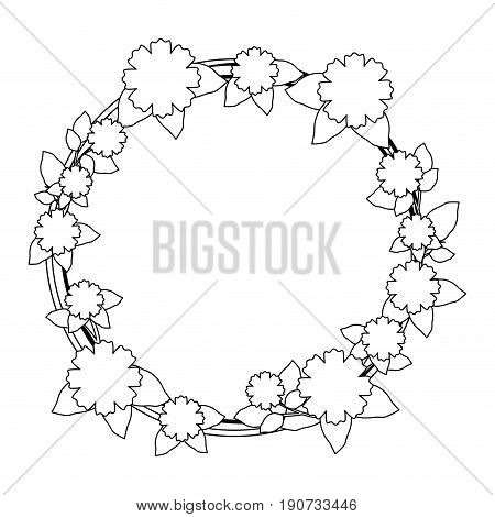 wreat of leaves and flowers icon over white background vector illustration