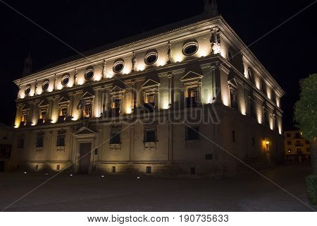 Vazquez de Molina Palace (Palace of the Chains) at night Ubeda Spain