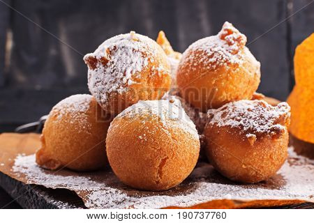 Fried carnival italian dessert in carnival top view