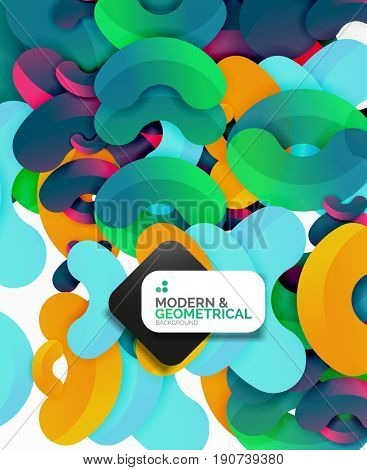 Abstract color geometric round shapes on white - elements with shadow, colorful composition