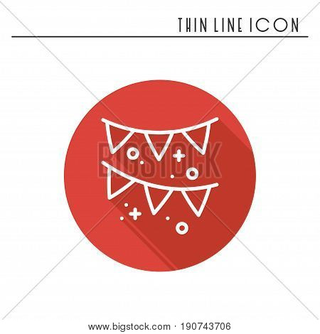 Confetti, tinsel icon. Falling tiny pieces. Party celebration birthday holidays event carnival festive. Thin line party basic element icon. Vector linear design. Illustration. Symbols. Congratulation