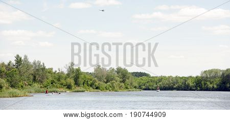 RazdorskayaRostov Region Russia- June 04; 2017:Fishermen are fishing on the Don River