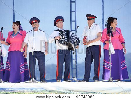 RazdorskayaRostov Region Russia- June 04; 2017:Performance of the Cossack choir at the Trinity festival