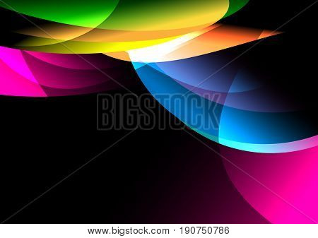 abstract  colorful lights overlap on black background