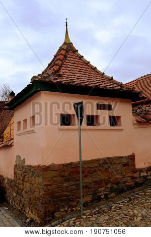 Medieval city Sighisoara. Urban landscape in the downtown of the medieval city Sighisoara, Transylvania