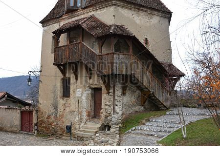 Medieval city Sighisoara. Urban landscape in the downtown of the medieval city Sighisoara, Transylvania