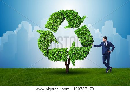 Businessman in recyling sustainable business concept