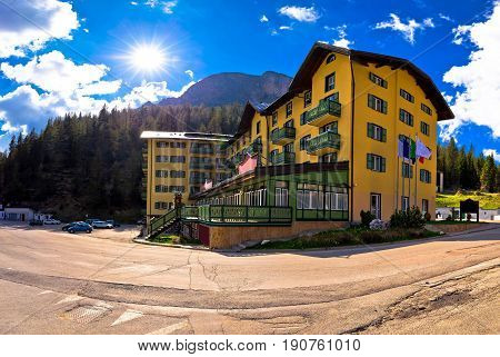 Lake Misurina In Dolomiti Alps Panoramic View