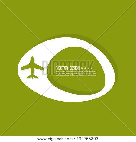 Abstract geometric shape banner with icon airplane. Vector frame speech bubble. Air text box. Aeroplane textbox. Green.