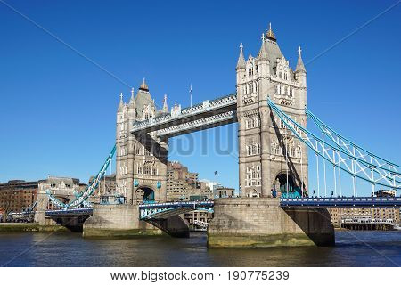 Tower Bridge in London, United kingtom. sunny day