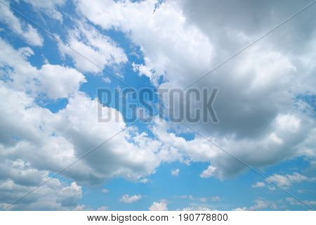 Deep blue sky and summer clouds. Nature airscape.