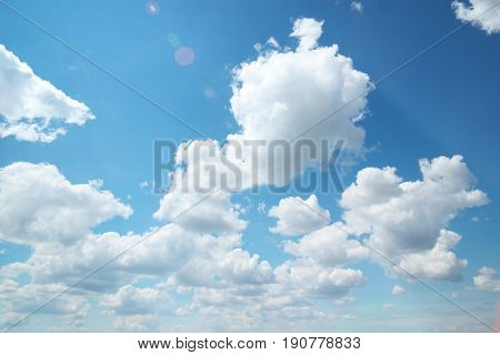 Deep blue sky and summer sun. Nature airscape.