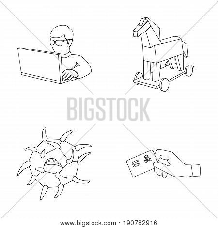 Hacker, hacking, system, internet .Hackers and hacking set collection icons in outline  vector symbol stock illustration .
