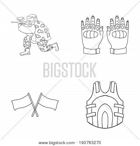 Sport, game, paintball, competition .Paintball set collection icons in outline  vector symbol stock illustration .