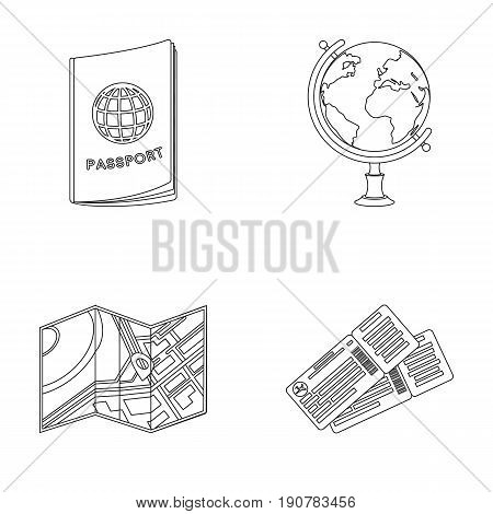 Vacation, travel, passport, globe .Rest and travel set collection icons in outline  vector symbol stock illustration .