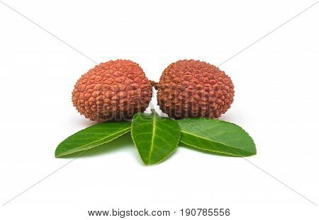 Lychees exotic fruits on a white background