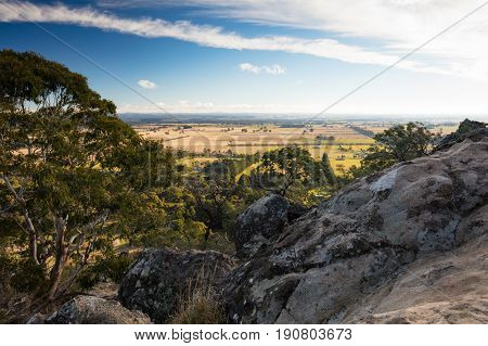 The popular tourist attraction of Hanging Rock. A volcanic group of rocks atop a hill in the Macedon ranges, Victoria, Australia