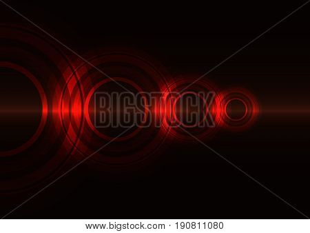 red frequency circle technology abstract background, wave overlap digital template, vector illustration