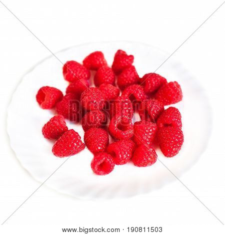 Fresh Ripe raspberry isolated on white background macro