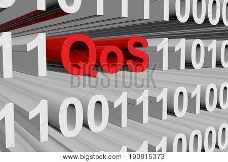 QoS in the form of binary code, 3D illustration
