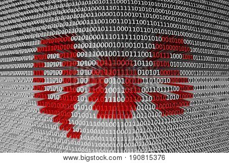 QoS in the form of binary code, 3D illustration