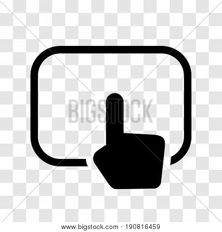 Hand touching pad icon, iconic symbol on transparency grid.  Vector Iconic Design.