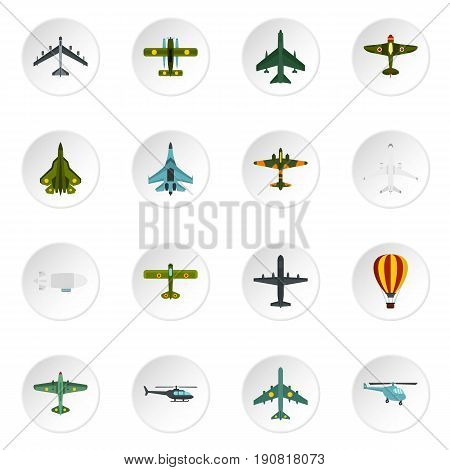 Aviation icons set. Flat illustration of 16 aviation vector icons set illustration