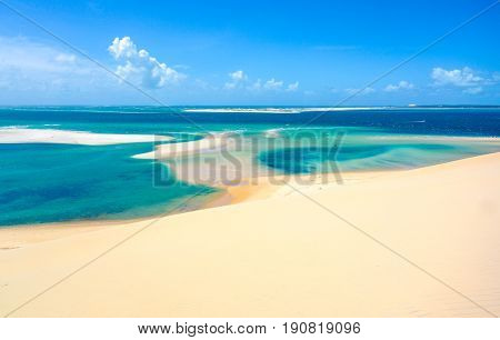 Bazaruto island sand dunes with low tide