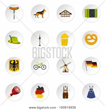 Germany set icons in flat style isolated on white background