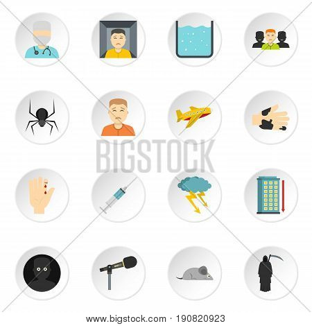 Phobia symbols icons set in flat style isolated vector icons set illustration