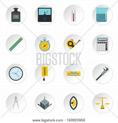 Measure precision icons set in flat style isolated vector icons set illustration