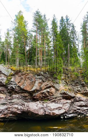 Vuoksa river and rocky canyon view in Imatra, Finland