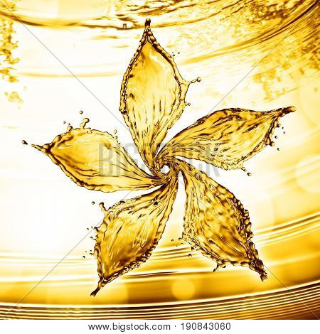 flower made of water splash of yellow color. 3d rendering