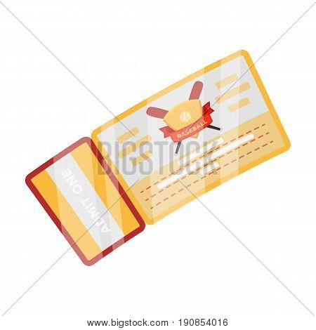 Baseball Ticket. Baseball single icon in cartoon style vector symbol stock illustration .