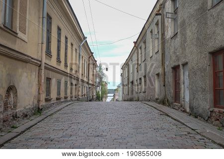 Part of ancient building at sunset in Vyborg Russia. Vyborg is 174km northwest of St Petersburg and just 30km from the Finnish border.